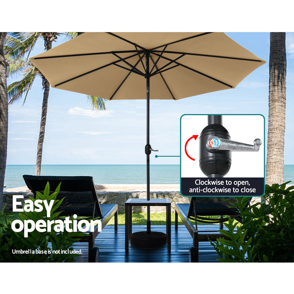 Outdoor Umbrella Umbrellas Beach Pole Garden Tilt Sun Patio Uv 2.7M - Umbrellas & Sunshades
