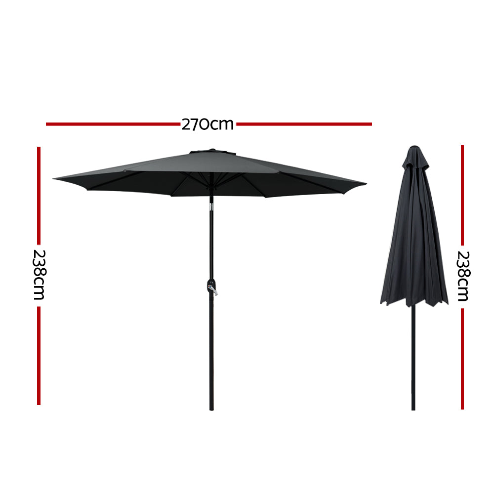 Outdoor Umbrella Umbrellas Beach Garden Tilt Sun Patio Deck Pole 2.7M | Umbrellas & Sunshades - photo 6