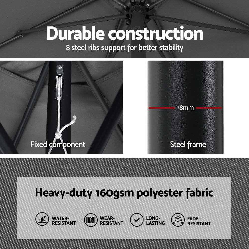 Tilt Charcoal - Durable Outdoor Umbrella - 2.7M UV Protection