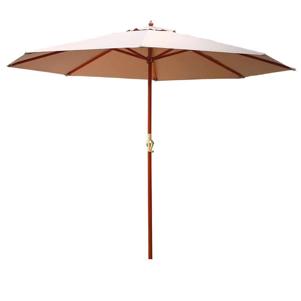 Instahut Cantilever Beige Umb - 3M Outdoor Umbrella Pole Umbrellas Beach Garden Sun Stand Patio Black