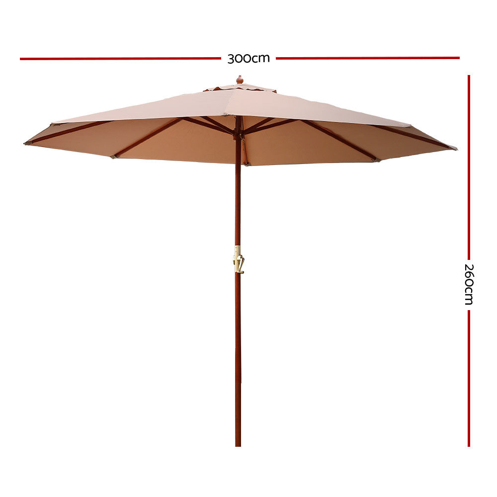 Black colour - 3M Outdoor Umbrella Pole Umbrellas Beach Garden Sun Stand Patio Black
