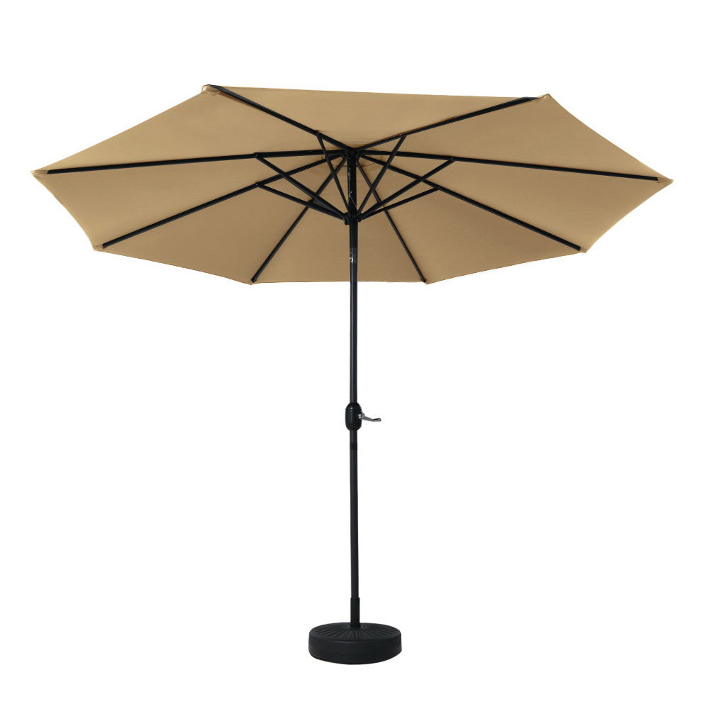 3m Outdoor Umbrella w/Base Pole Tilt Beach Garden Patio Beige with Umbrellas & Sunshades