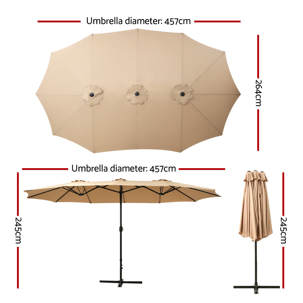 Outdoor Umbrella Twin Umbrella Beach Stand Base Garden Sun Shade 4.57M, Umbrellas & Sunshades - photo 7