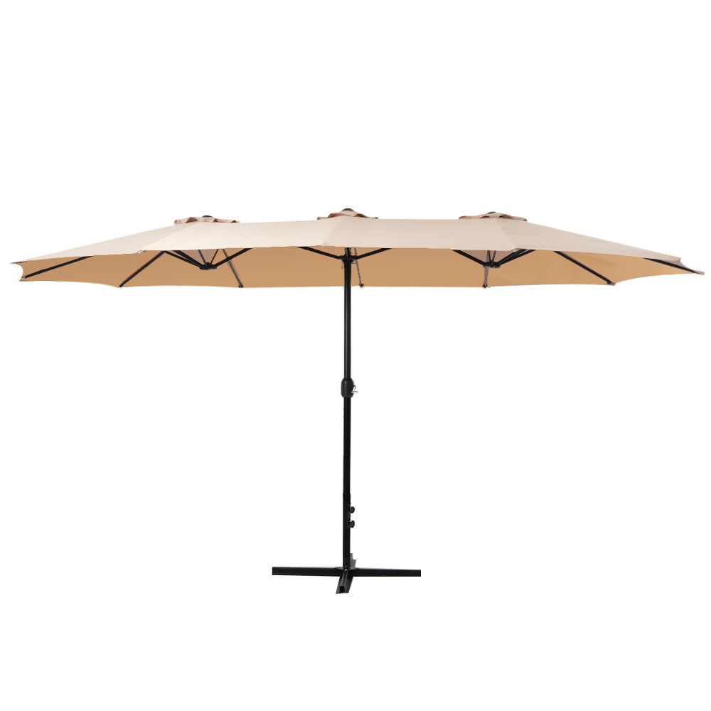 Outdoor Umbrella Twin Umbrella Beach Stand Base Garden Sun Shade 4.57M with Umbrellas & Sunshades - photo 8