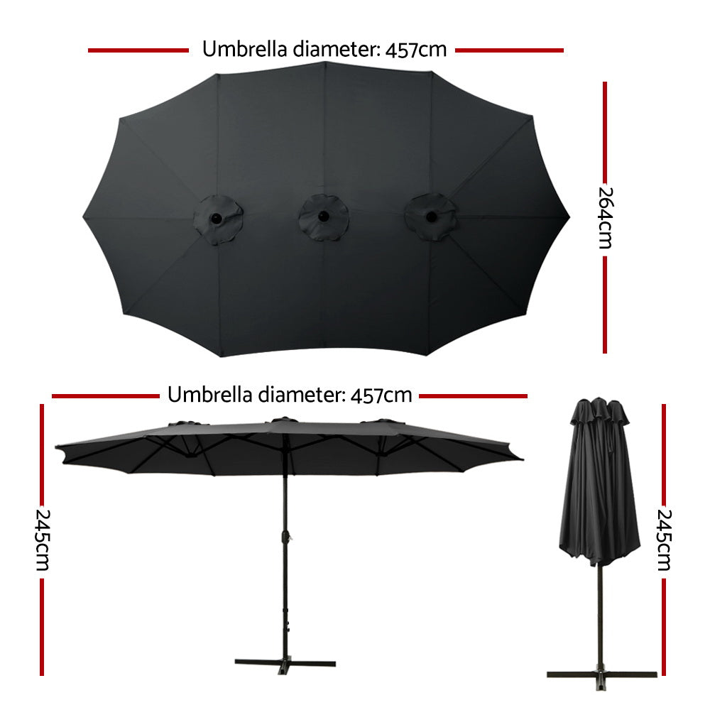 Outdoor Umbrella Twin Umbrellas Beach Garden Stand Base Sun Shade 4.57M, Umbrellas & Sunshades - photo 7