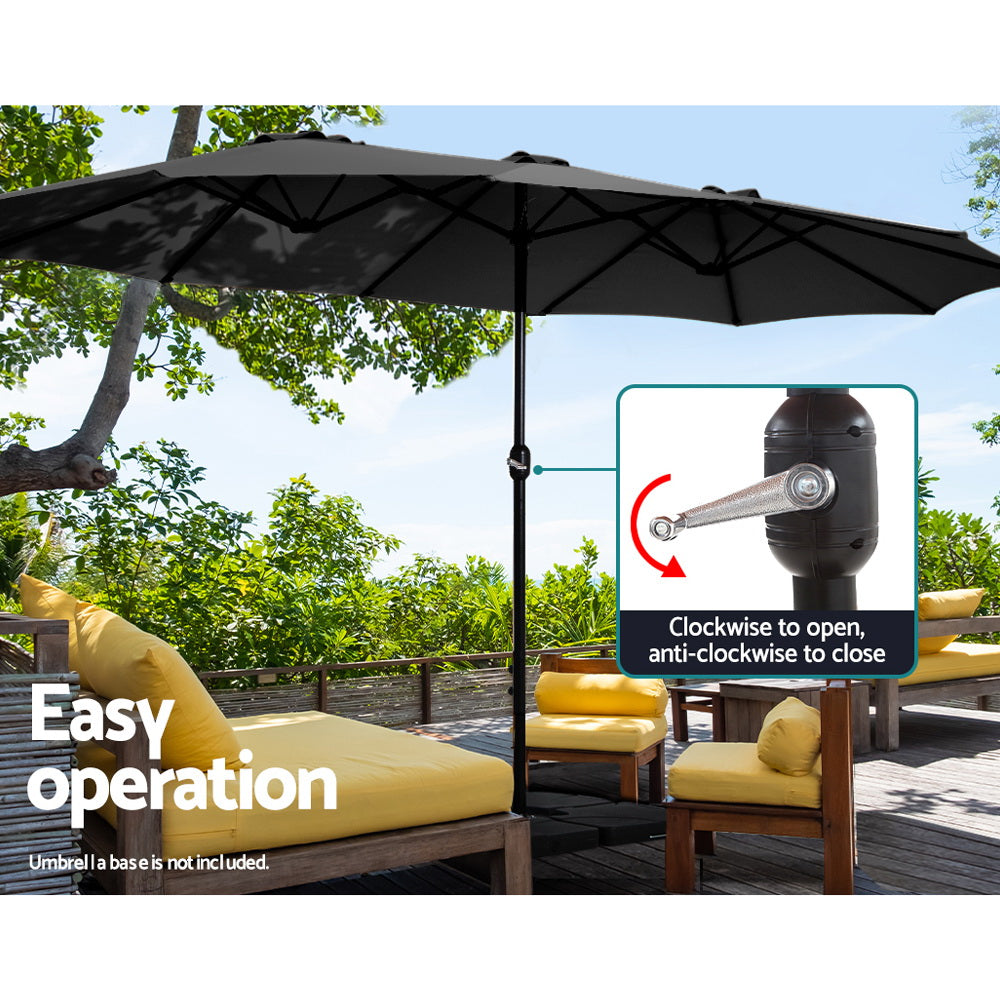 Outdoor Umbrella Twin Umbrellas Beach Garden Stand Base Sun Shade 4.57M | Umbrellas & Sunshades