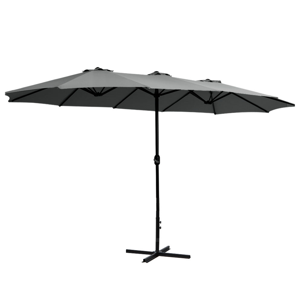 Outdoor Umbrella Twin Umbrellas Beach Stand Garden Base Sun Patio 4.57M | Outdoor Sofas & Lounge Sets - photo 6