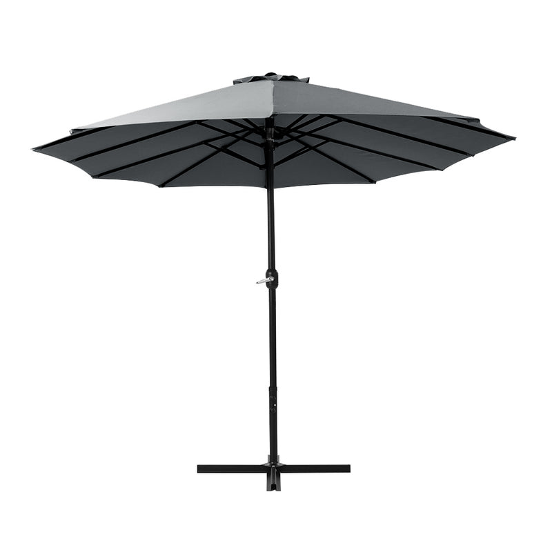 Outdoor Umbrella Twin Umbrellas Beach Stand Garden Base Sun Patio 4.57M - Outdoor Sofas & Lounge Sets
