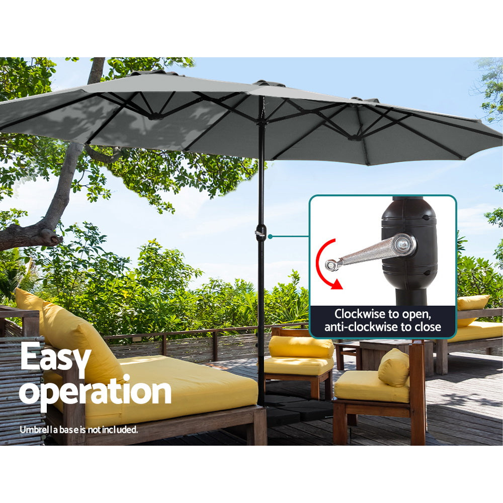 Outdoor Umbrella Twin Umbrellas Beach Stand Garden Base Sun Patio 4.57M | Outdoor Sofas & Lounge Sets