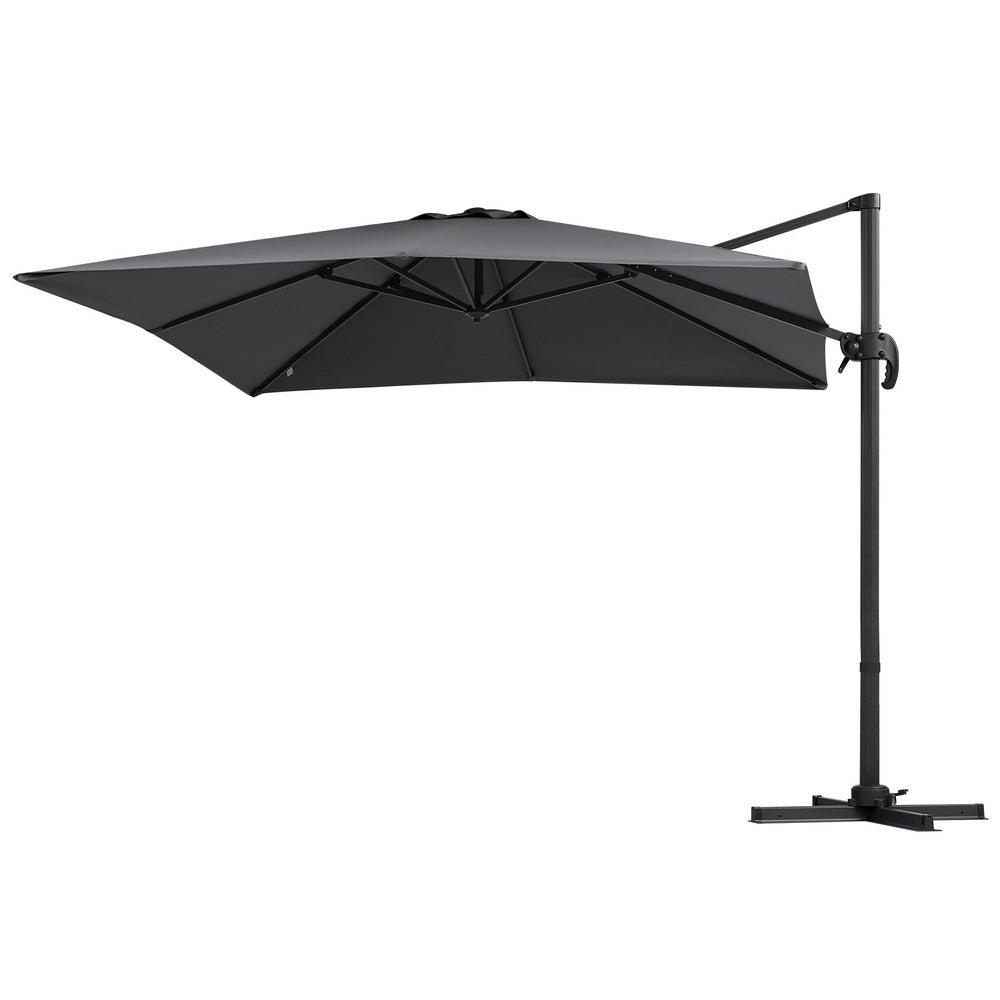 Outdoor Umbrella 3m Umbrellas Cantilever Stand Sun Roma 360 Degree Charcoal | Charcoal colour