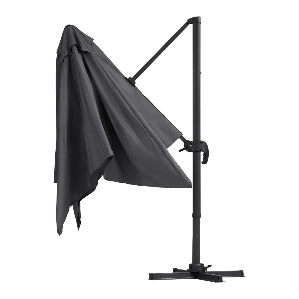 Outdoor Umbrella 3m Umbrellas Cantilever Stand Sun Roma 360 Degree Charcoal, Charcoal colour