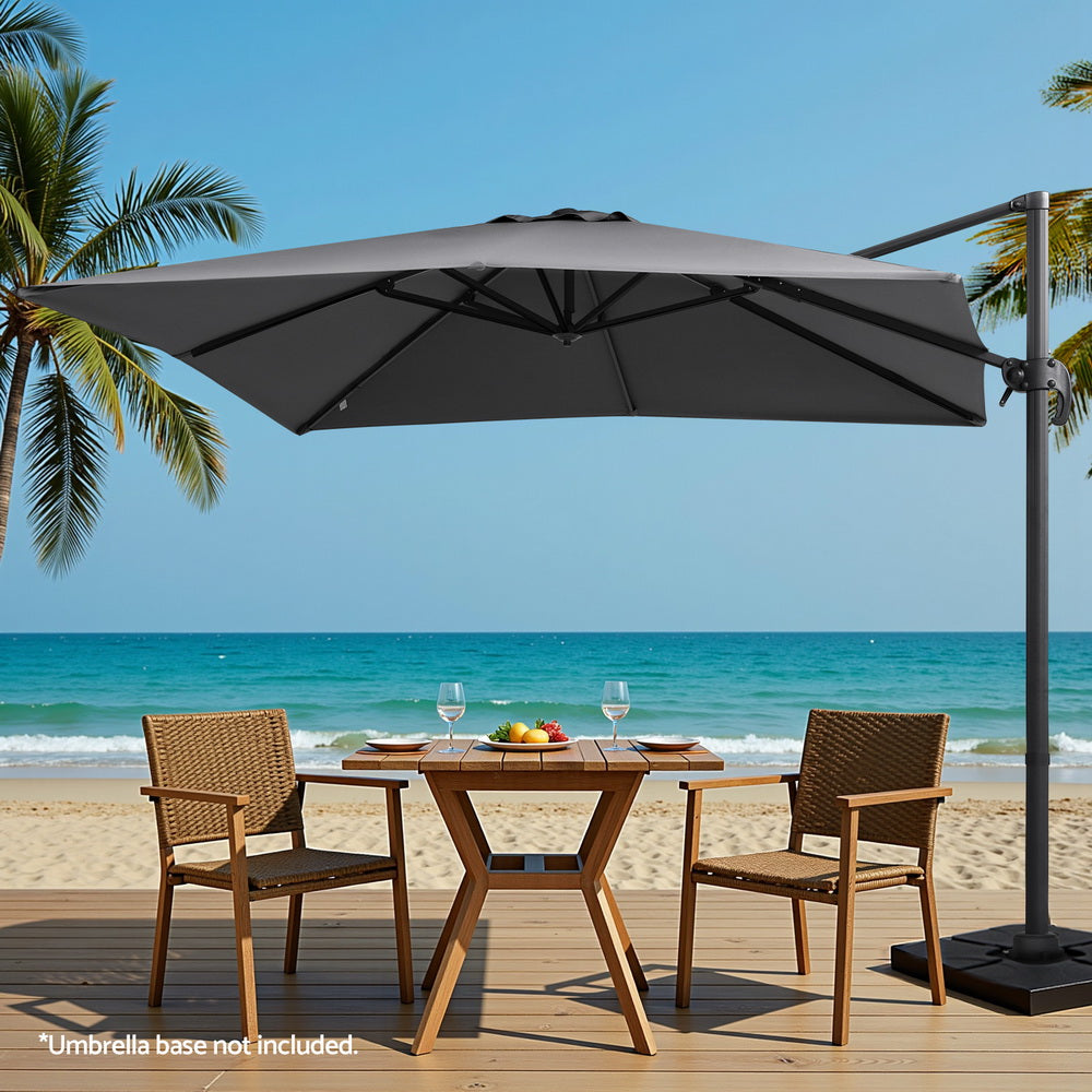 Outdoor Umbrella 3m Umbrellas Cantilever Stand Sun Roma 360 Degree Charcoal | Umbrellas & Sunshades