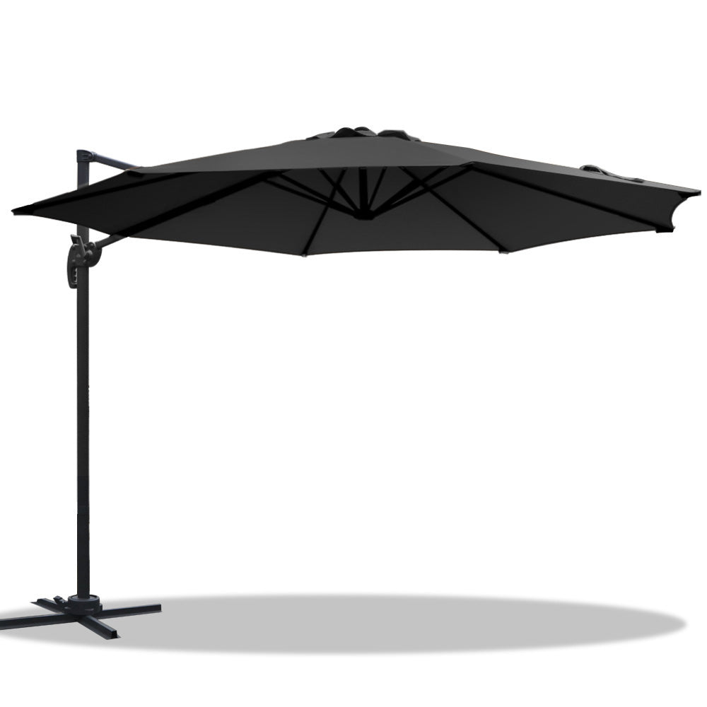 Instahut Roma Outdoor Umbrella - Black | Umbrellas & Sunshades