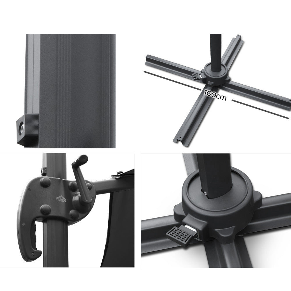Instahut Roma Outdoor Umbrella - Black, Umbrellas & Sunshades
