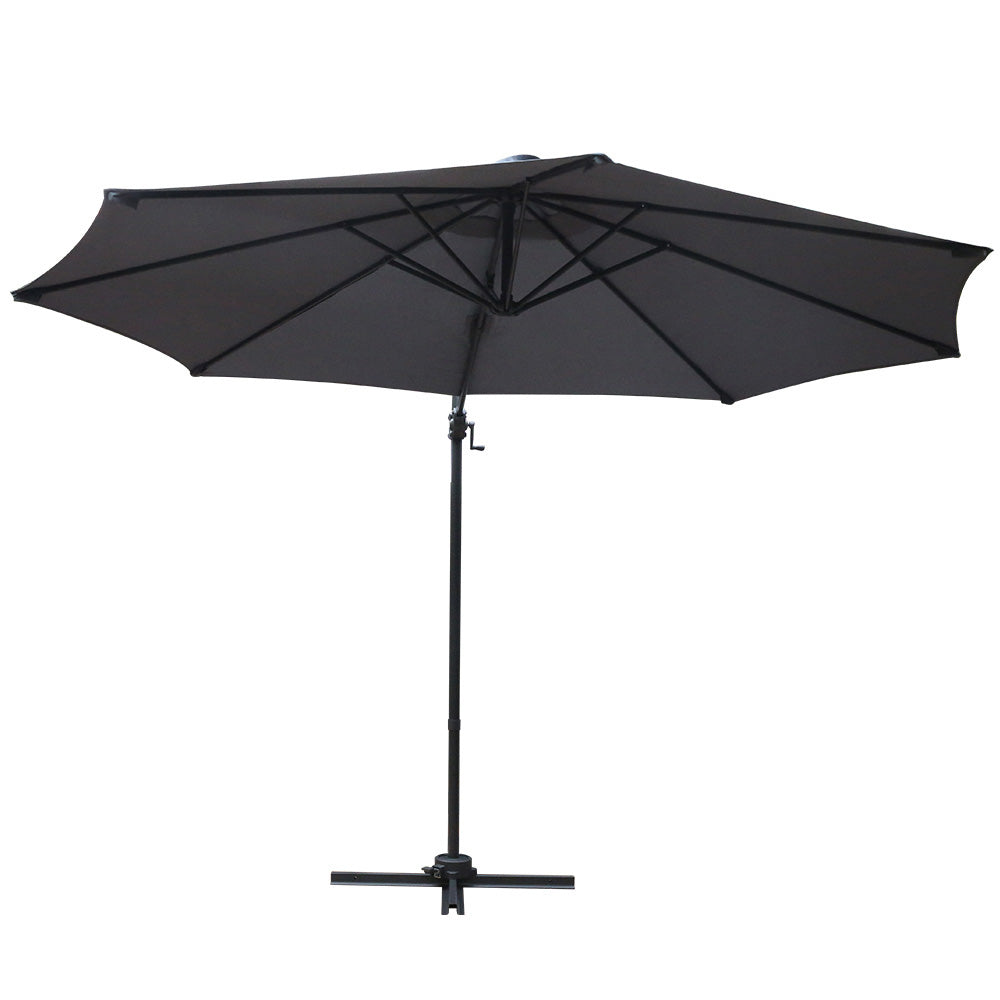 Instahut 3M Roma Outdoor Furniture Garden Umbrella 360 Degree Charcoal, Outdoor Sofas & Lounge Sets