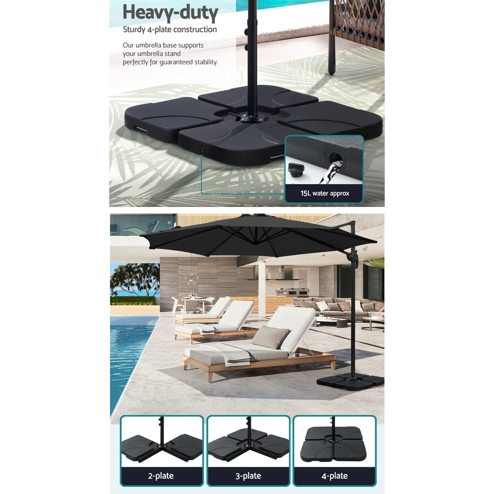 3M Outdoor Umbrella W/Base Cantilever Beach Roma 360 Degree Tilt Black | Umbrellas & Sunshades