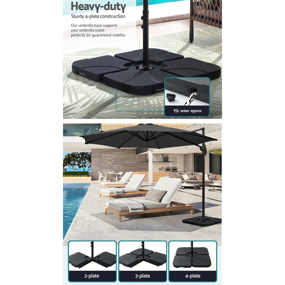 Stylish 3m Cantilever Beach Umbrella with Charcoal Stand | Umbrellas & Sunshades
