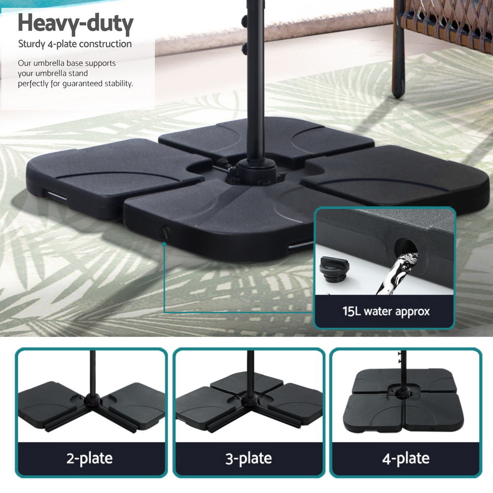 Umbrellas & Sunshades - 3M Outdoor Umbrella W/Base Cantilever Beach Roma 360 Degree Tilt Grey