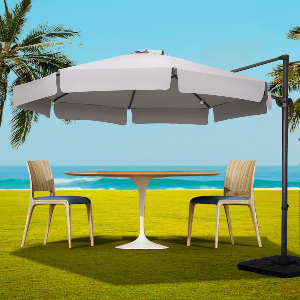 3M Outdoor Umbrella W/Base Cantilever Beach Roma 360 Degree Tilt Grey | Umbrellas & Sunshades