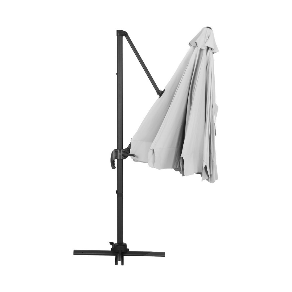 3M Outdoor Umbrella Cantilever 360 Degree Tilt Beach Roma Grey, Grey colour