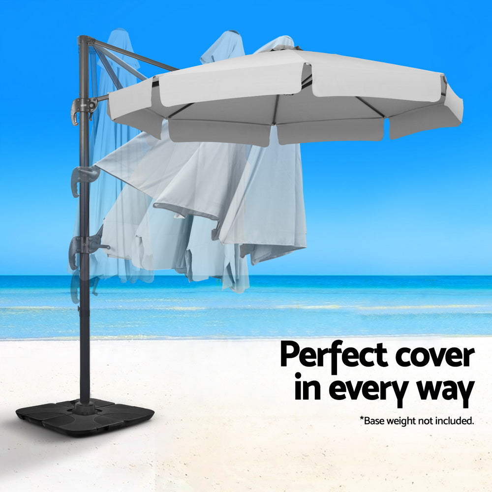 Grey colour - 3M Outdoor Umbrella Cantilever 360 Degree Tilt Beach Roma Grey