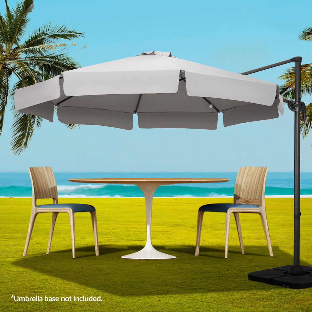 3M Outdoor Umbrella Cantilever 360 Degree Tilt Beach Roma Grey | Umbrellas & Sunshades