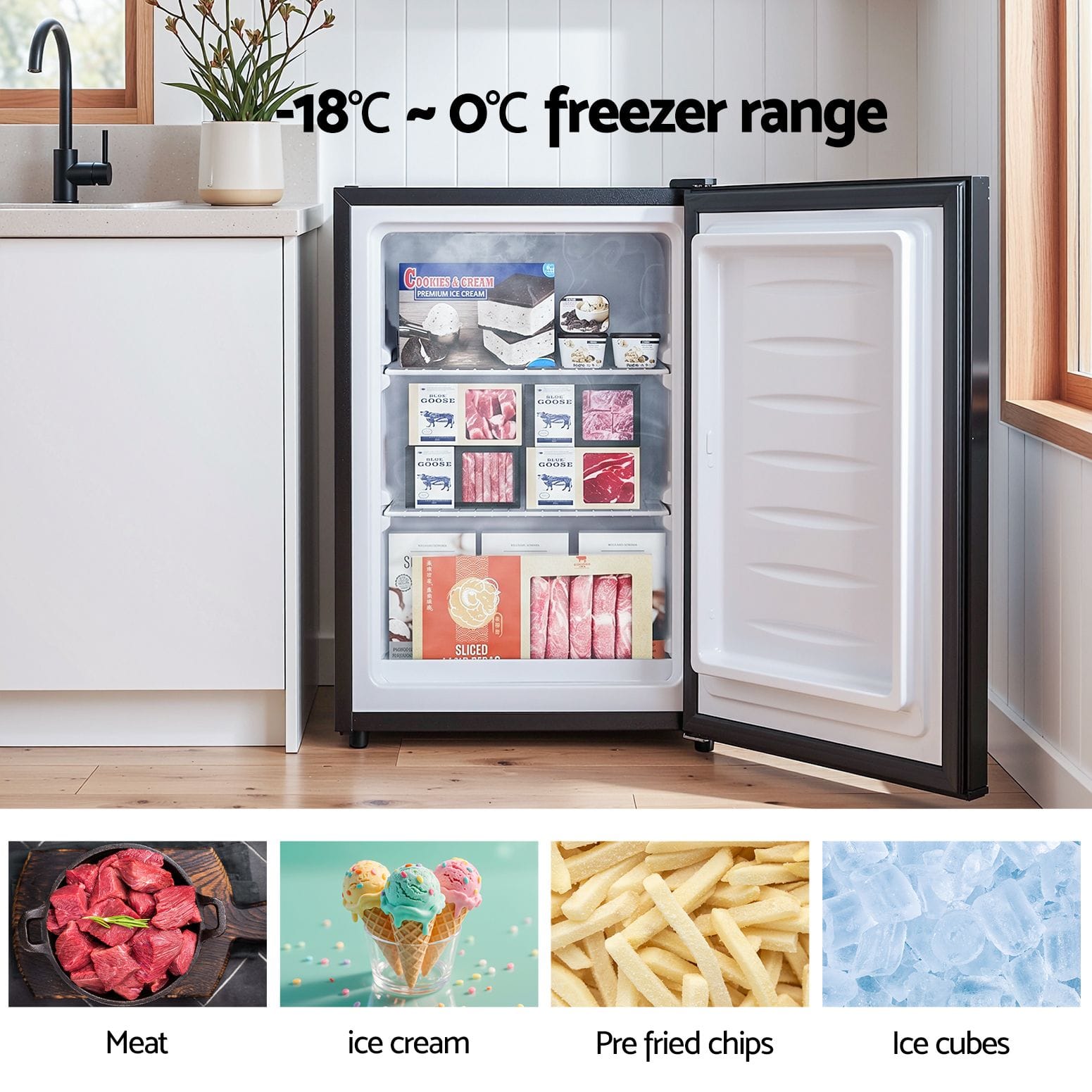 Compact Upright Freezer Black 45x45x62cm