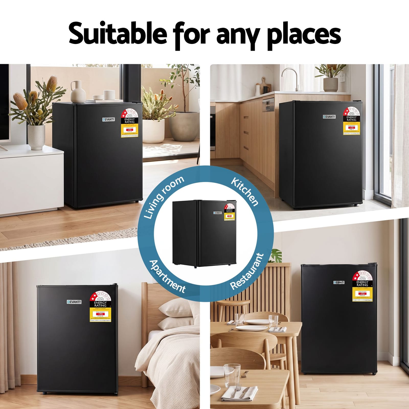 Compact Upright Freezer Black 45x45x62cm