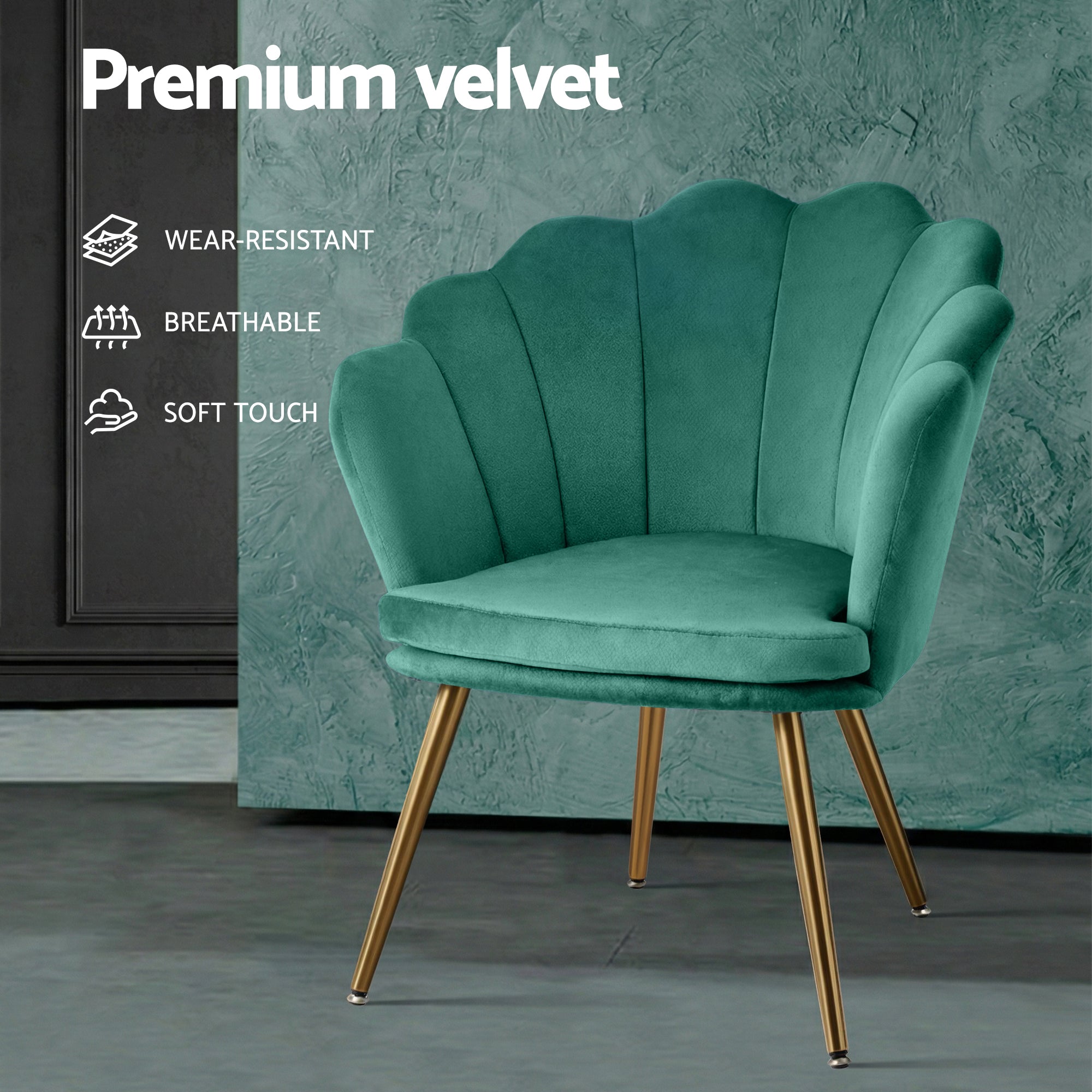 Armchair Callista Velvet Green Lounge Chair Upholstered Seating