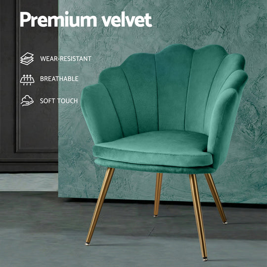 Armchair Callista Velvet Green Lounge Chair Upholstered Seating | Green colour