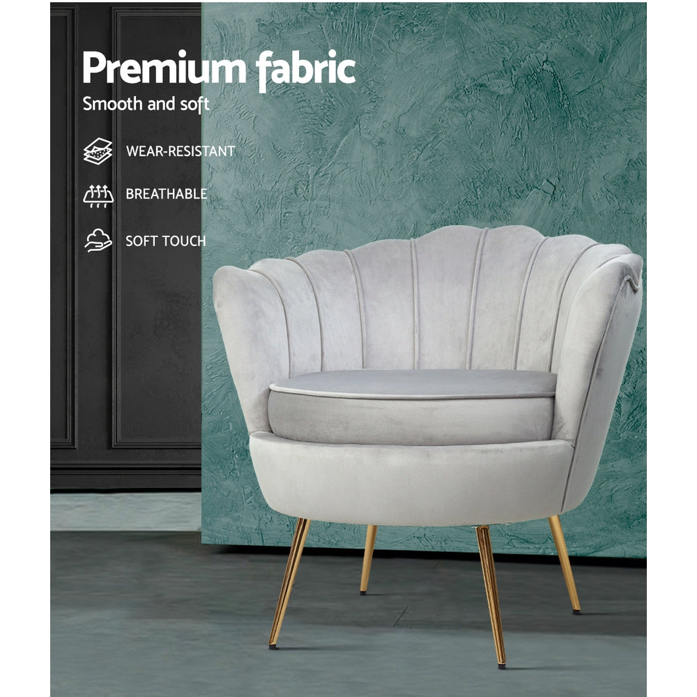 Callista Armchair Velvet Grey Comfortable Lounge Chair