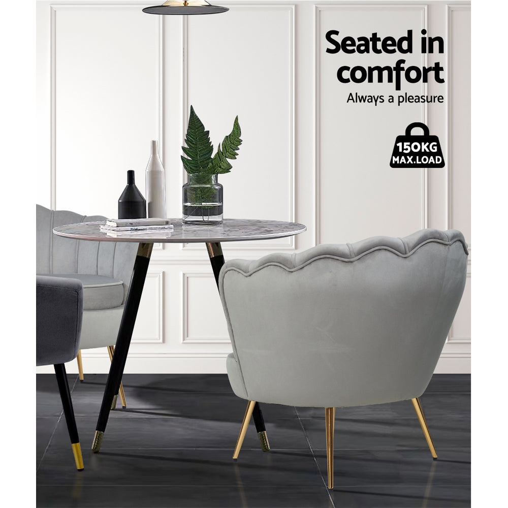 Callista Armchair Velvet Grey Comfortable Lounge Chair