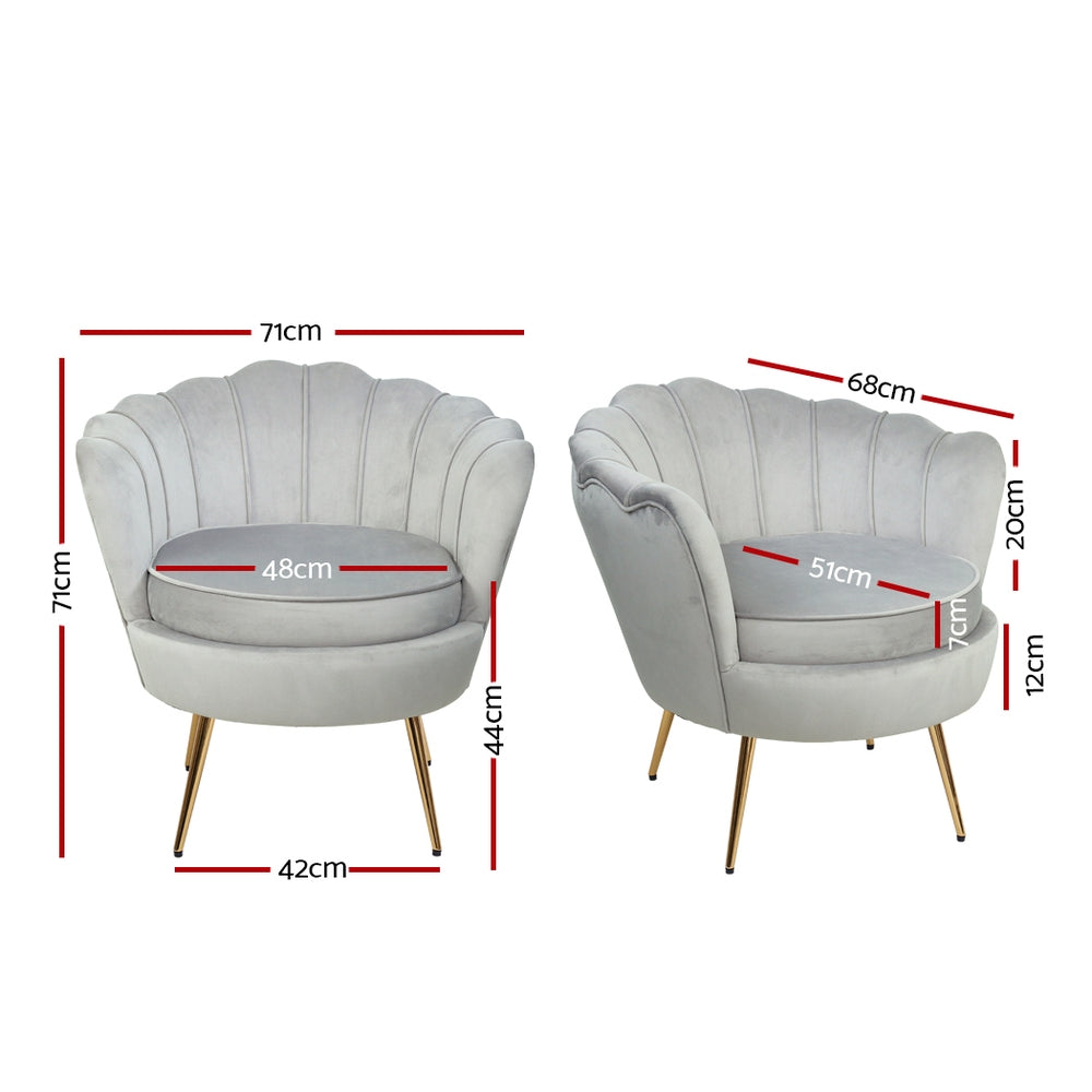 Callista Armchair Velvet Grey Comfortable Lounge Chair