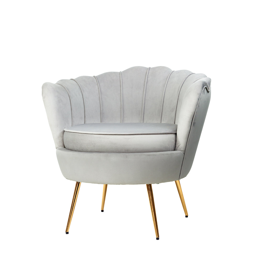 Callista Armchair Velvet Grey Comfortable Lounge Chair
