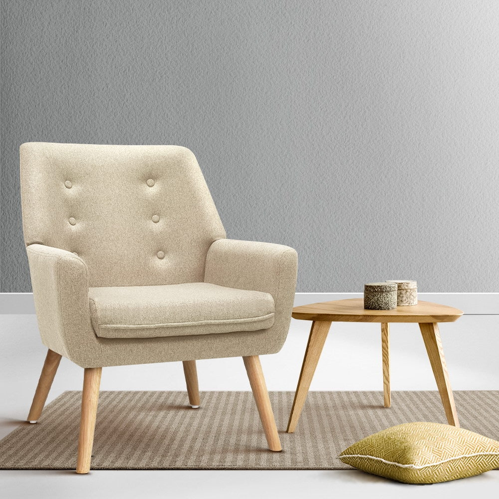Armchair Linen Fabric Anne Beige