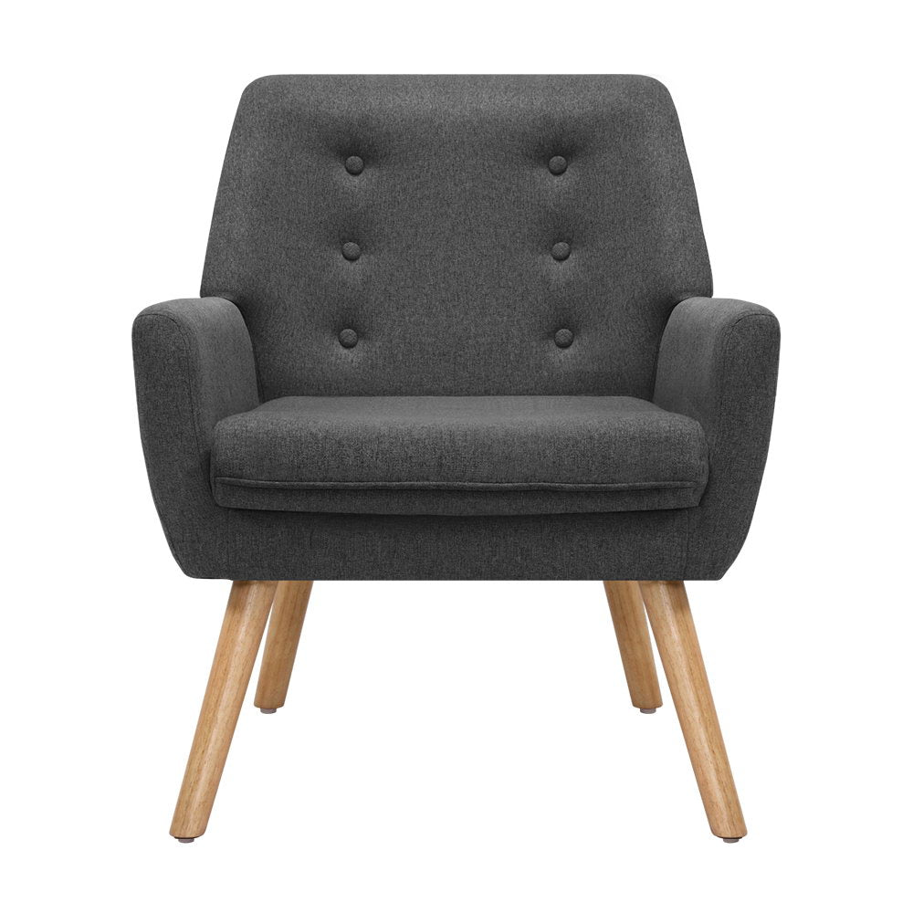 Armchair Linen Fabric Anne Charcoal