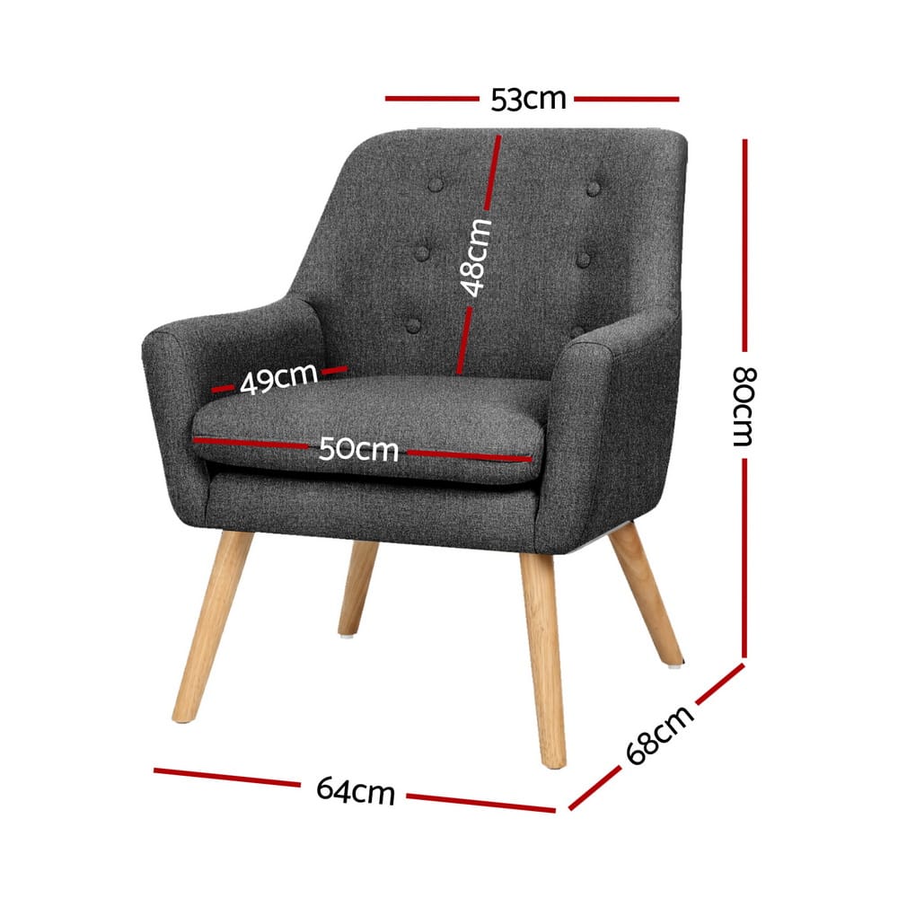 Charcoal Armchair Lounge Chair 64x68x80cm