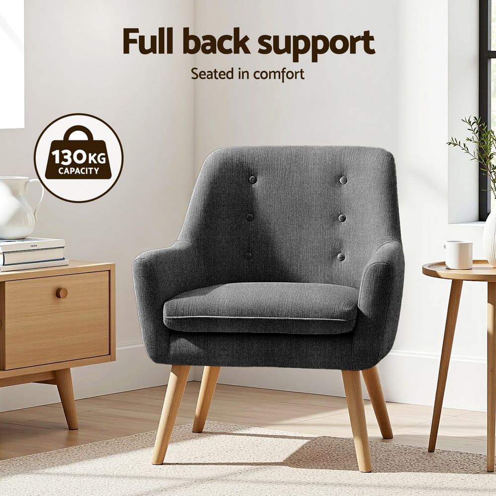 Charcoal Armchair Lounge Chair 64x68x80cm