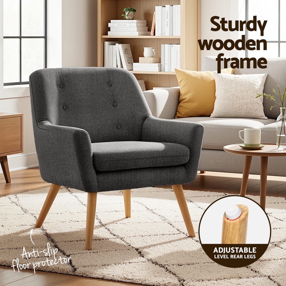 Charcoal Armchair Lounge Chair 64x68x80cm