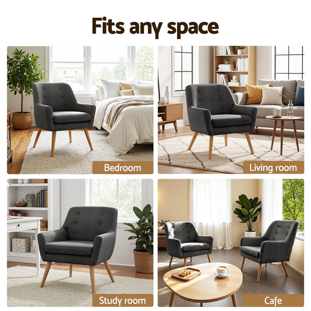 Charcoal Armchair Lounge Chair 64x68x80cm