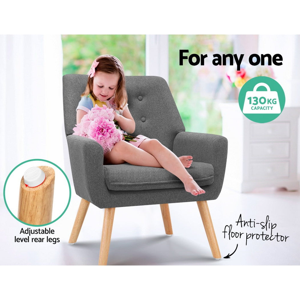 Armchair Linen Fabric Grey Charcoal