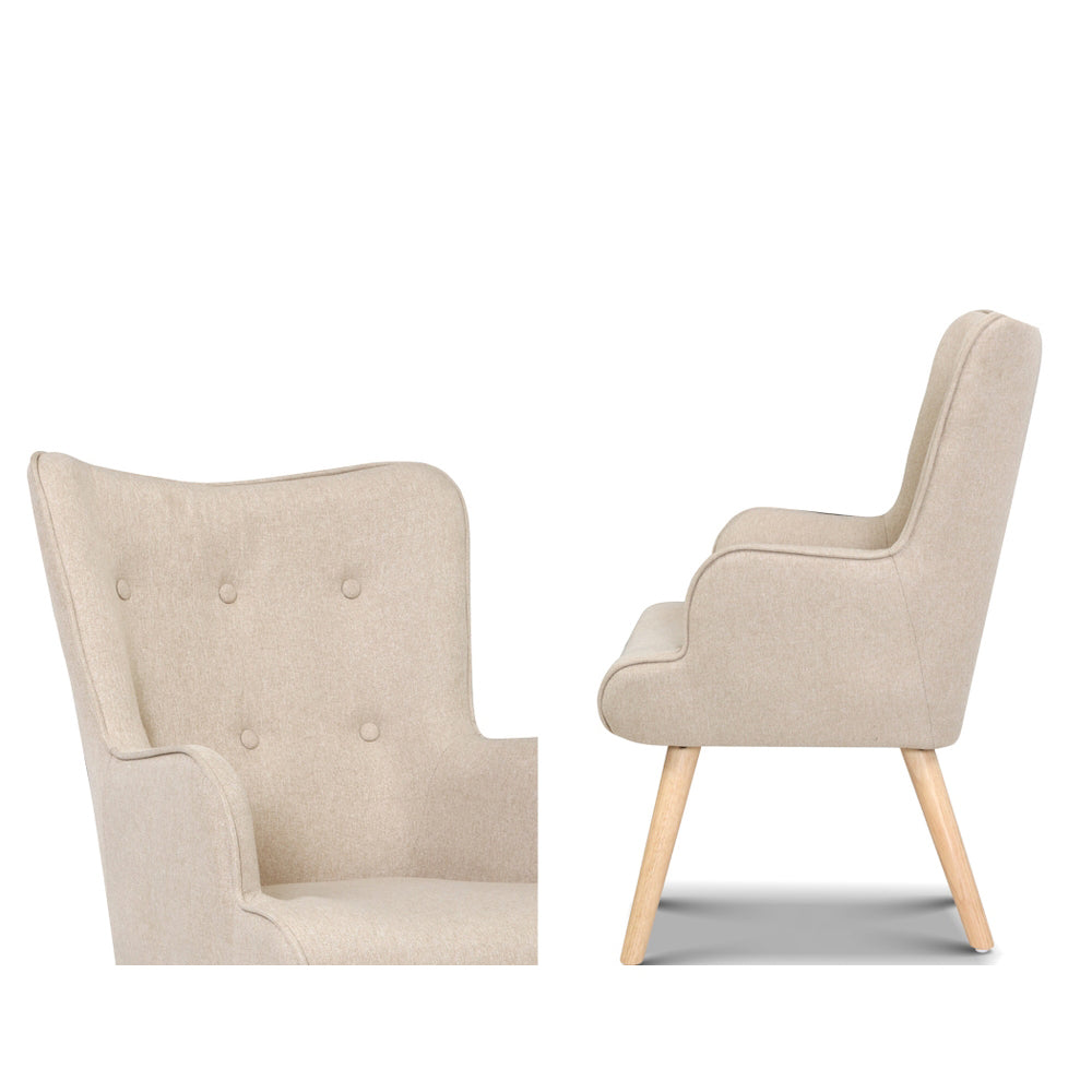 Lansar Armchair with Ottoman Set Beige Comfortable Lounge Seating