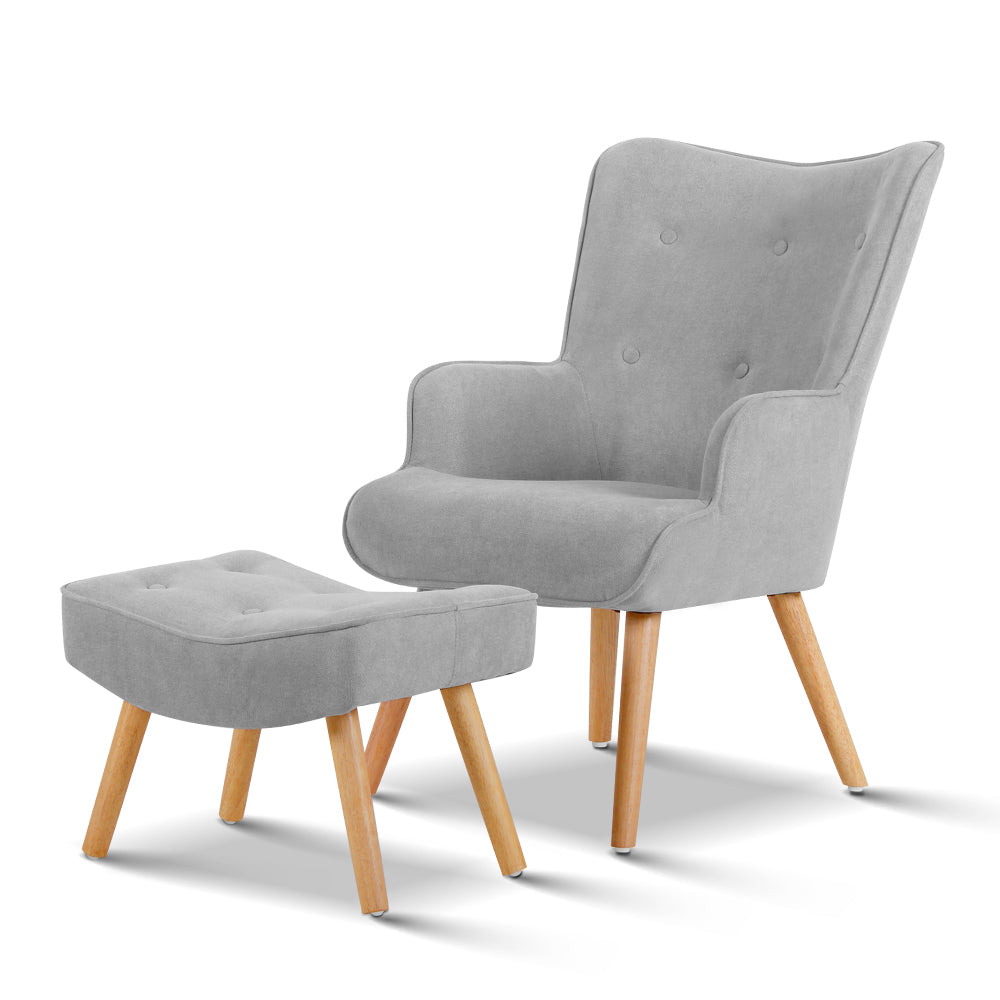 Armchair And Ottoman - Light Grey | Arm Chairs & Recliners