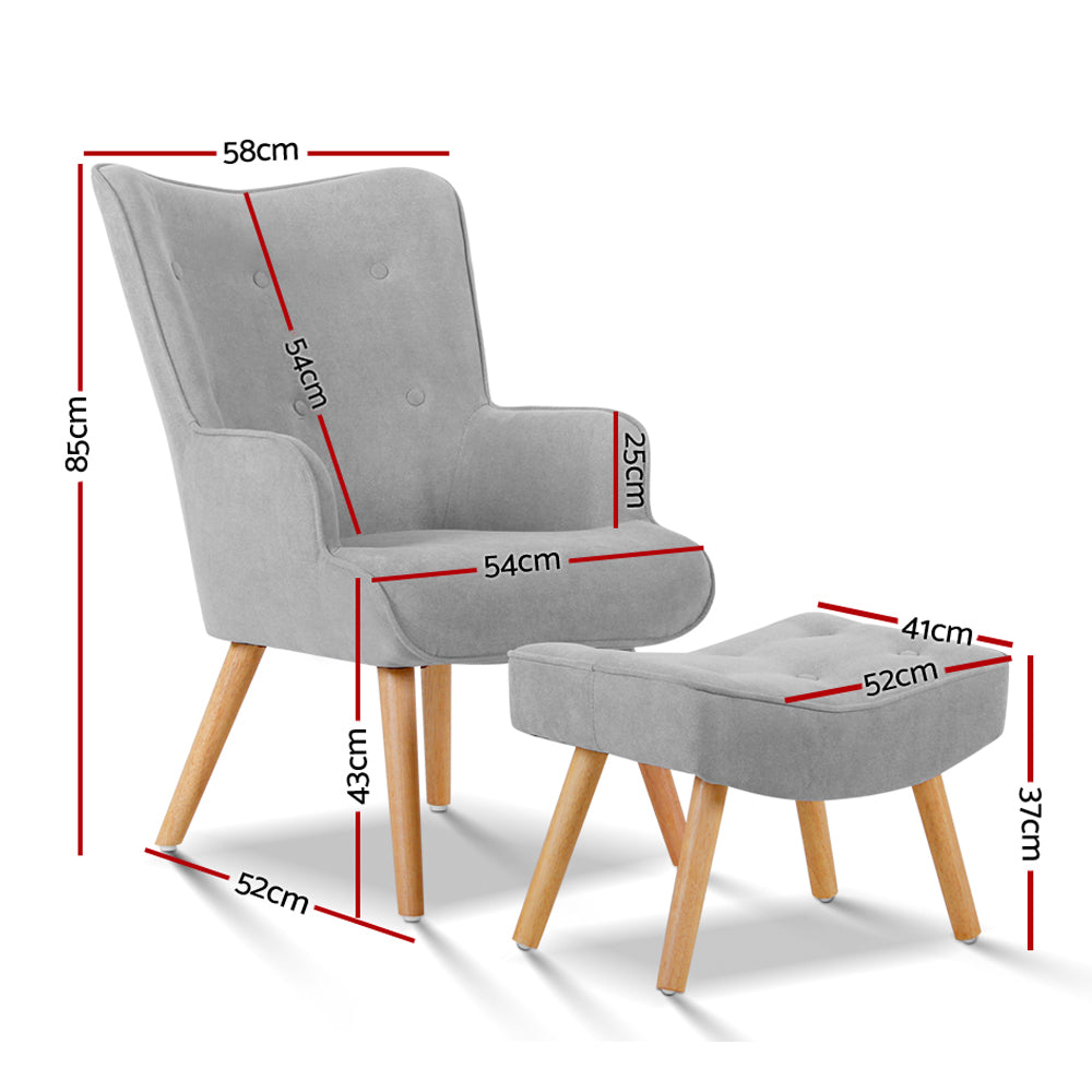 Armchair And Ottoman - Light Grey | Grey colour