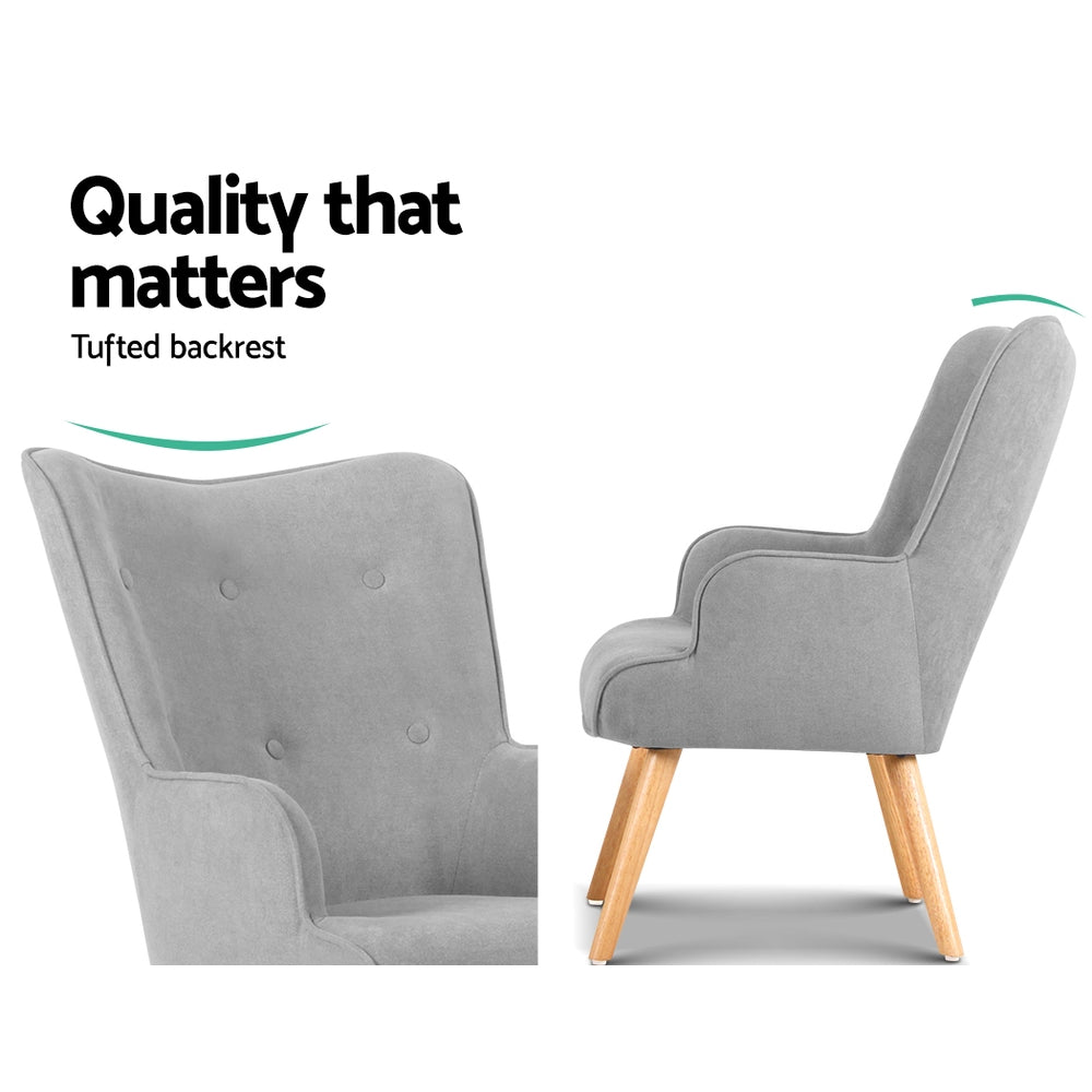 Armchair And Ottoman - Light Grey - Arm Chairs & Recliners