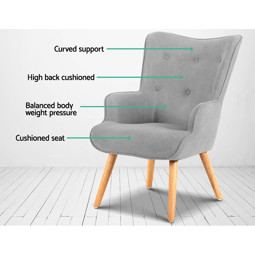 Grey colour - Armchair And Ottoman - Light Grey