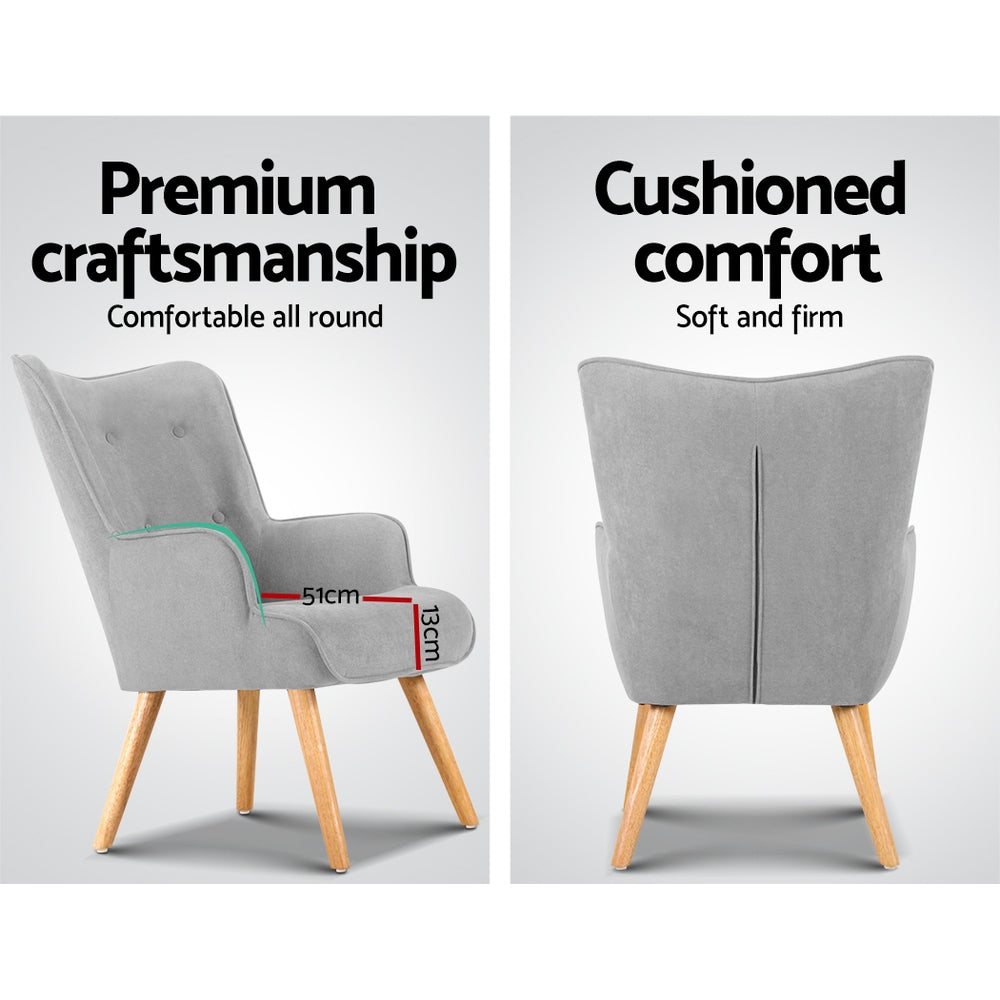 Arm Chairs & Recliners - Armchair And Ottoman - Light Grey