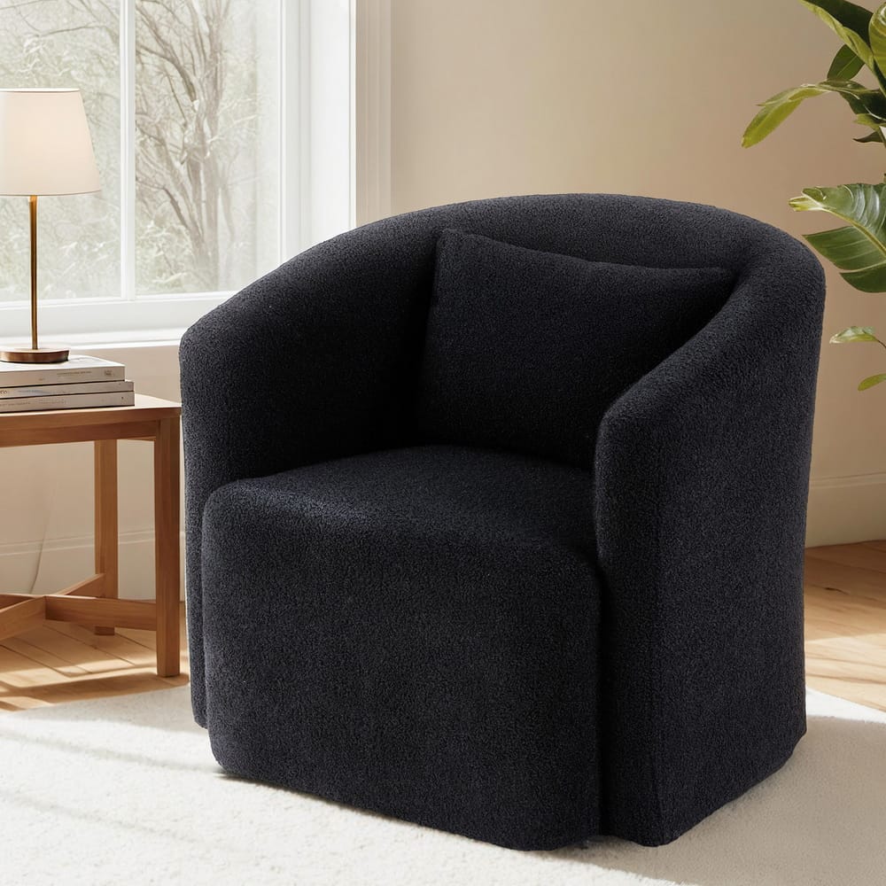 Round Swivel Armchair Sherpa Fleece 73x74x67cm