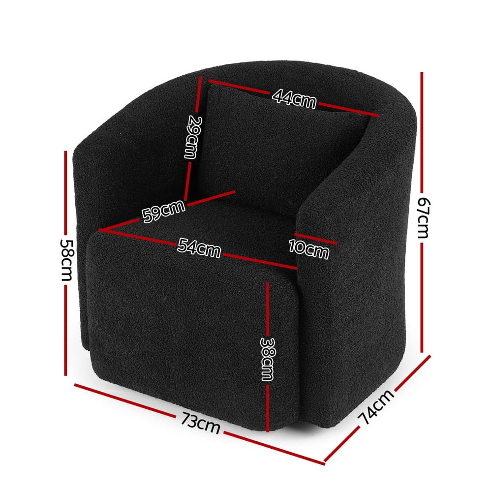 Round Swivel Armchair Sherpa Fleece 73x74x67cm
