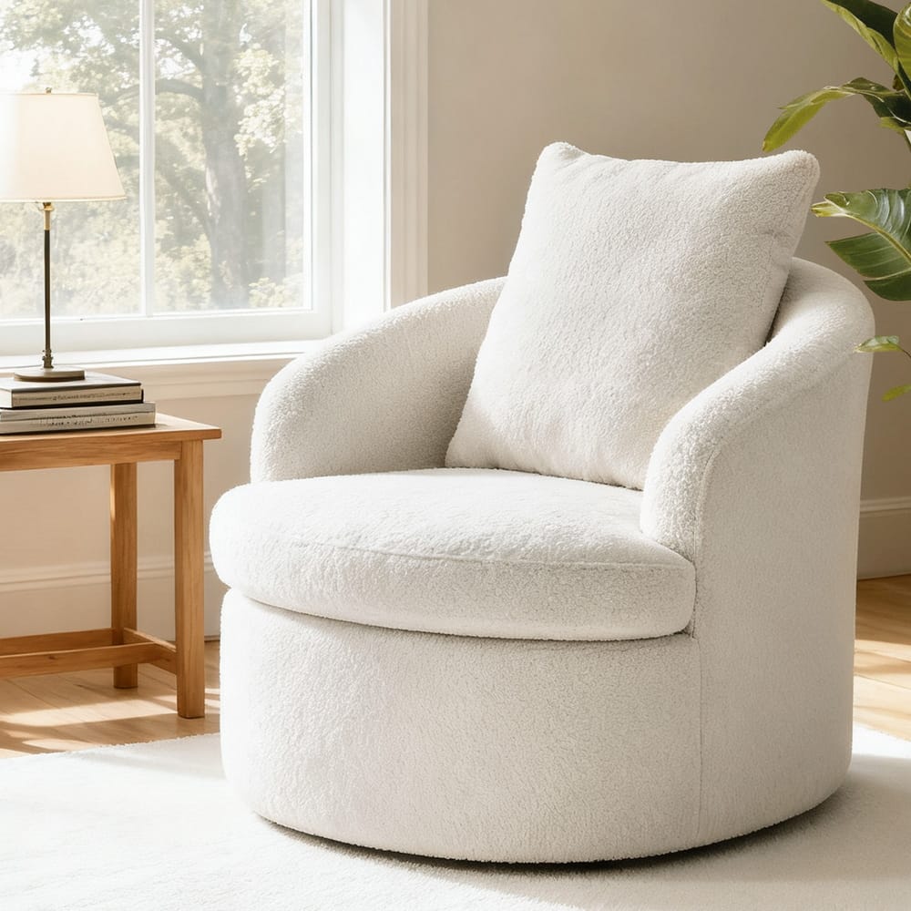 Round Swivel Armchair Extra Pillow 70x76x84cm